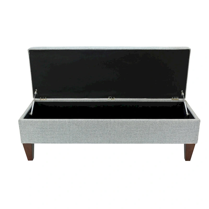 Fabric and Wood Button-Tufted Long Storage Bench with Lift-Top
