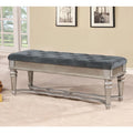 Traditional Fabric Tufted Upholstered Accent Bench with Mirrored Trim