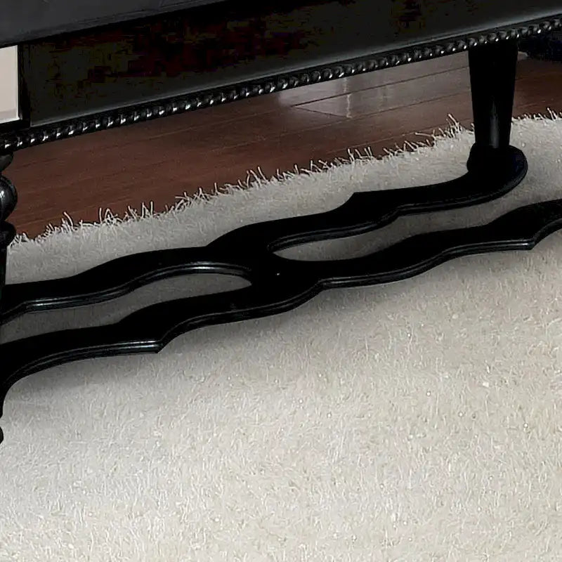 Traditional Fabric Tufted Upholstered Accent Bench with Mirrored Trim