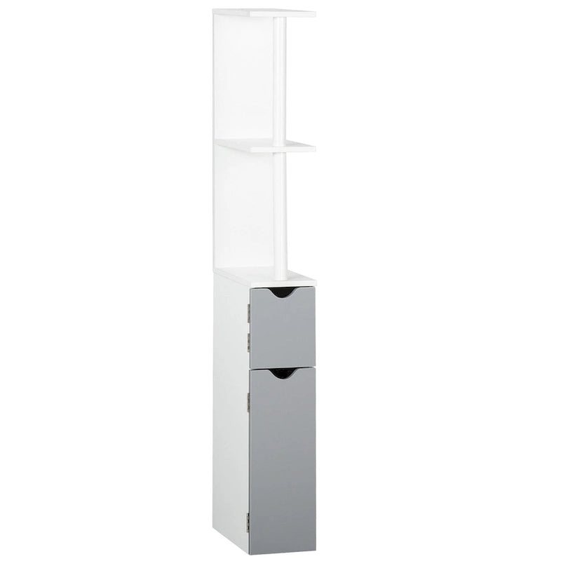 Tall Bathroom Storage Cabinet with 2 Open Shelves and 2 Door Cabinets Freestanding Linen Tower