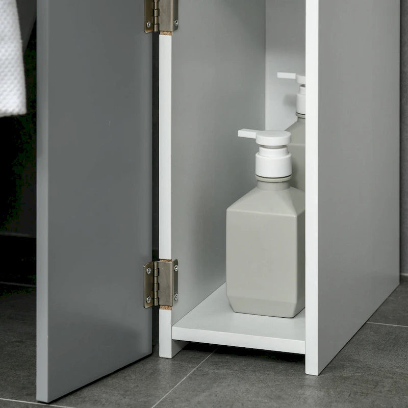 Tall Bathroom Storage Cabinet with 2 Open Shelves and 2 Door Cabinets Freestanding Linen Tower