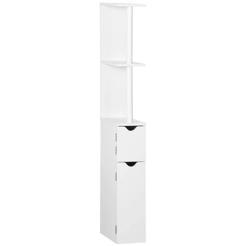 Tall Bathroom Storage Cabinet with 2 Open Shelves and 2 Door Cabinets Freestanding Linen Tower
