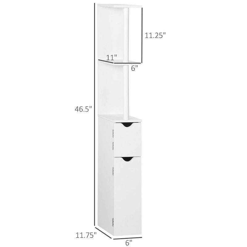 Tall Bathroom Storage Cabinet with 2 Open Shelves and 2 Door Cabinets Freestanding Linen Tower