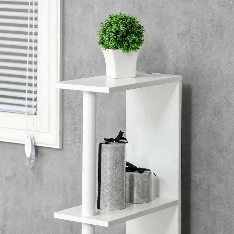 Tall Bathroom Storage Cabinet with 2 Open Shelves and 2 Door Cabinets Freestanding Linen Tower