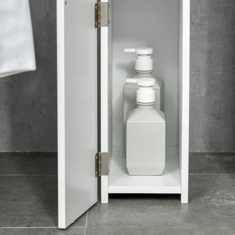 Tall Bathroom Storage Cabinet with 2 Open Shelves and 2 Door Cabinets Freestanding Linen Tower