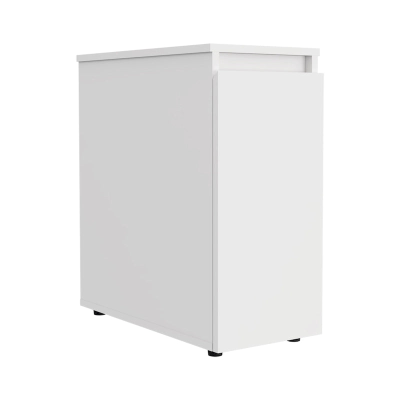 Bathroom Storage Cabinet with Liftable Top and Sliding Drawer, White