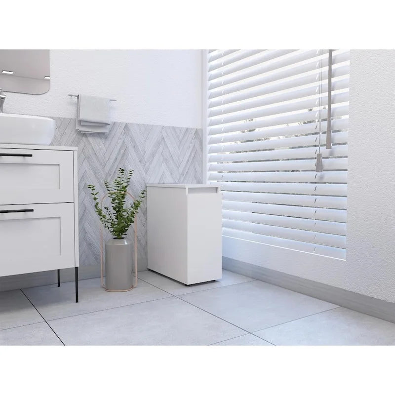 Bathroom Storage Cabinet with Liftable Top and Sliding Drawer, White