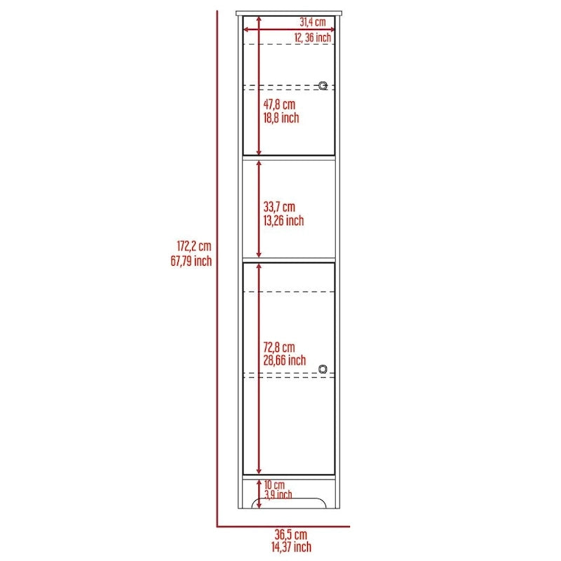 14-inch Wide Linen Cabinet with Double Doors, 4 Interior Shelves, and 2 Cabinets