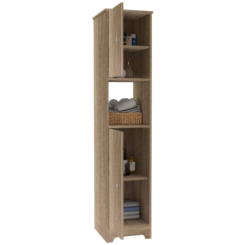 14-inch Wide Linen Cabinet with Double Doors, 4 Interior Shelves, and 2 Cabinets