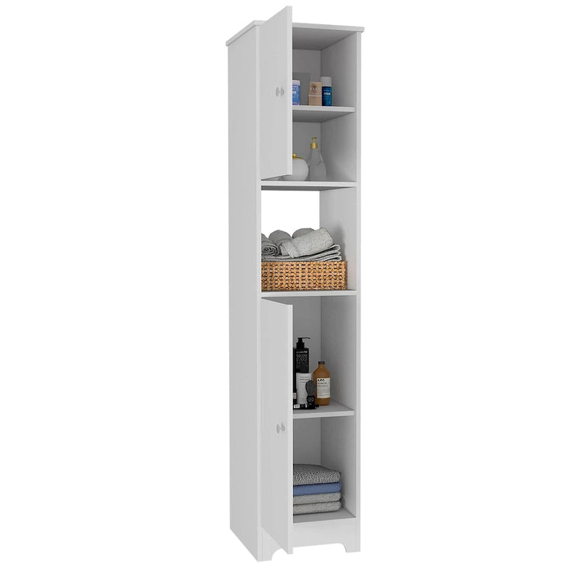 14-inch Wide Linen Cabinet with Double Doors, 4 Interior Shelves, and 2 Cabinets