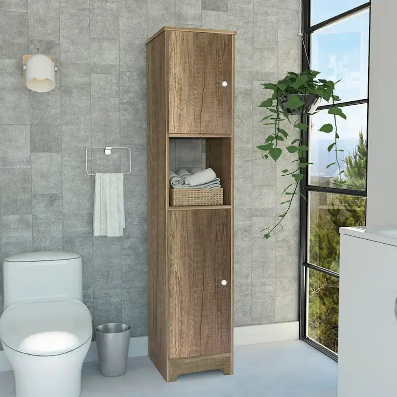 14-inch Wide Linen Cabinet with Double Doors, 4 Interior Shelves, and 2 Cabinets