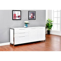 Modern Lacquer 3-Drawer Cabinet with Stainless Steel Handles and Legs