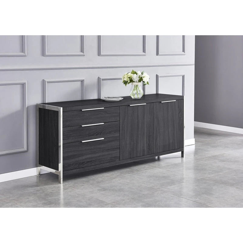 Modern Lacquer 3-Drawer Cabinet with Stainless Steel Handles and Legs