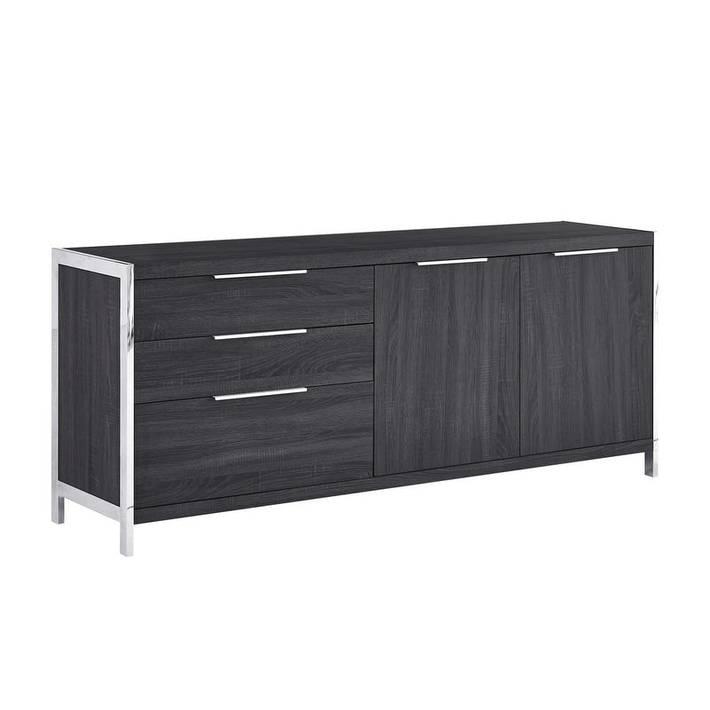 Modern Lacquer 3-Drawer Cabinet with Stainless Steel Handles and Legs