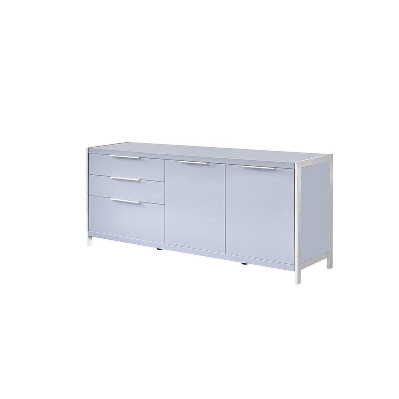 Modern Lacquer 3-Drawer Cabinet with Stainless Steel Handles and Legs