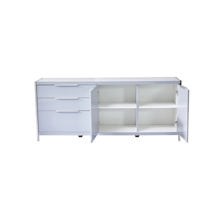 Modern Lacquer 3-Drawer Cabinet with Stainless Steel Handles and Legs