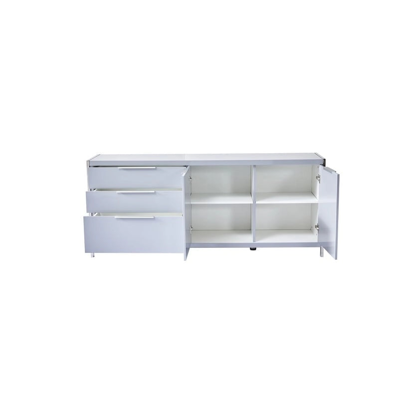 Modern Lacquer 3-Drawer Cabinet with Stainless Steel Handles and Legs