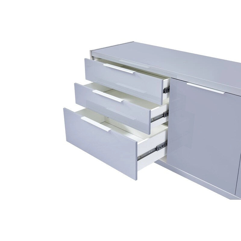 Modern Lacquer 3-Drawer Cabinet with Stainless Steel Handles and Legs