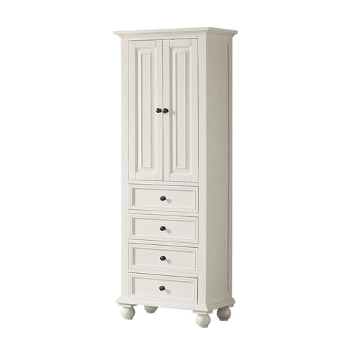 24 Inch French White Finish Tall Bathroom Linen Storage Cabinet 24W x 68H