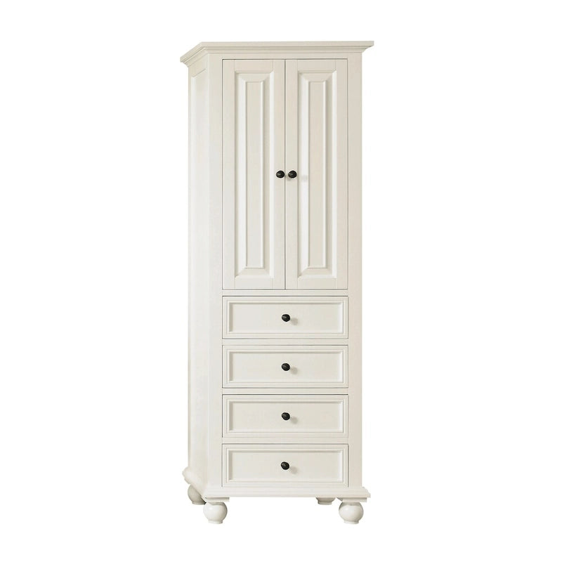 24 Inch French White Finish Tall Bathroom Linen Storage Cabinet 24W x 68H
