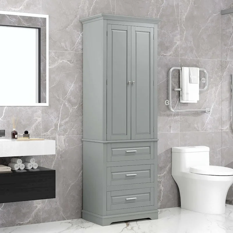 Armario alto de almacenamiento para baño con tres cajones