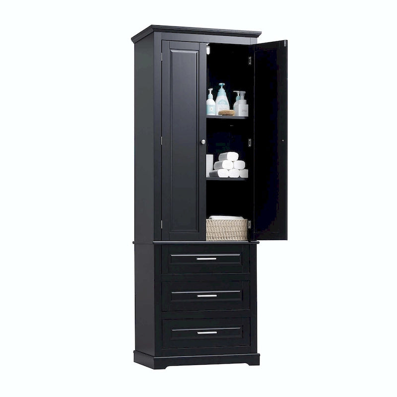 Bathroom Tall Storage Cabinet with Three Drawers