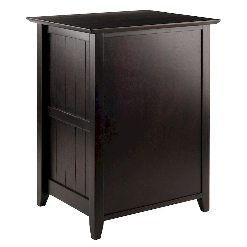 Lateral File Cabinet Coffee Finish with Wainscoting Panels and Tapered Legs