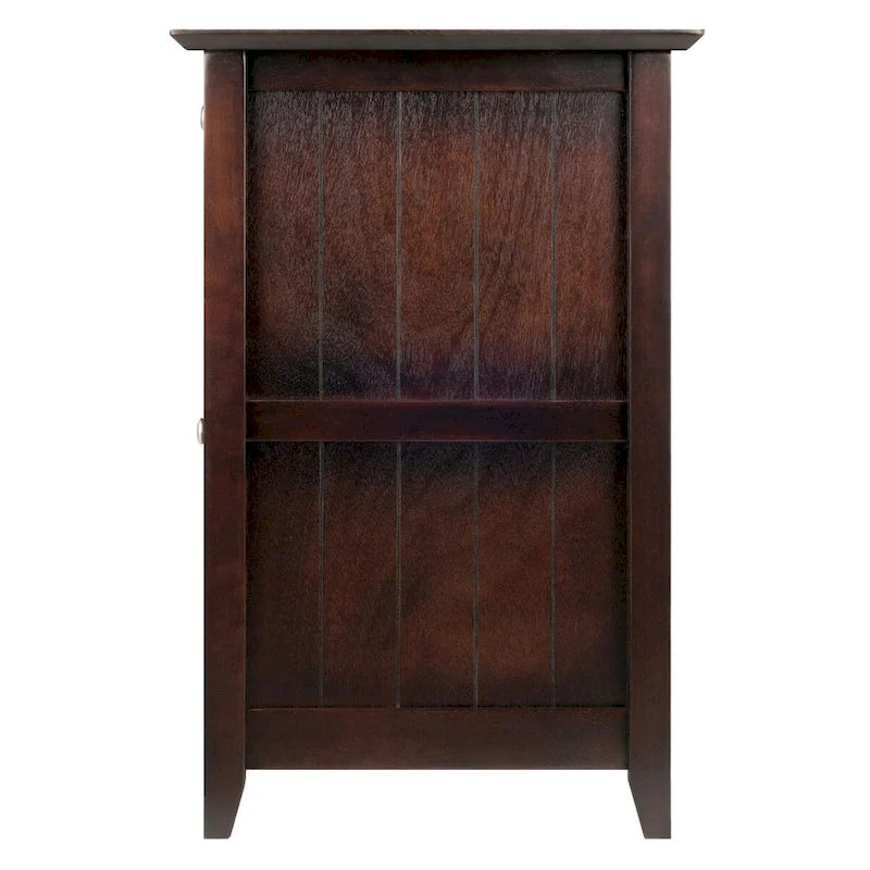 Lateral File Cabinet Coffee Finish with Wainscoting Panels and Tapered Legs