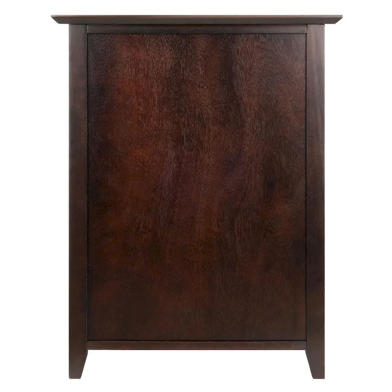 Lateral File Cabinet Coffee Finish with Wainscoting Panels and Tapered Legs