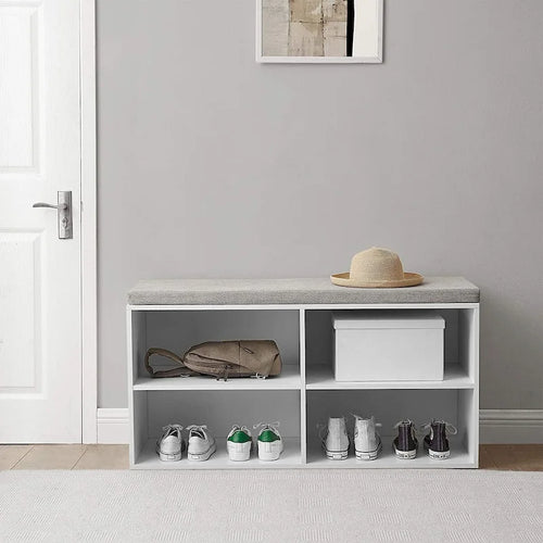 Yak About It - Double Seater Storage Bench with Top Cushion - White by White