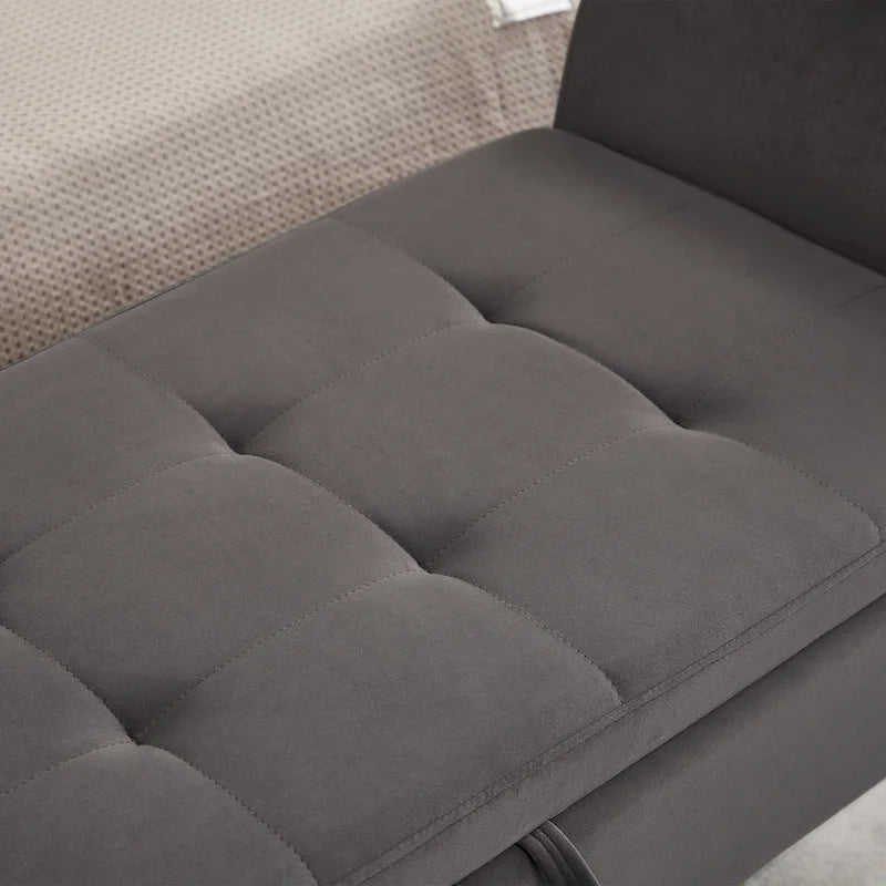 51.5" Velvet Storage Bench with Tufted Seat and Wooden Legs