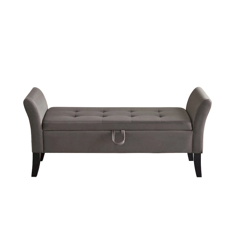 51.5" Velvet Storage Bench with Tufted Seat and Wooden Legs