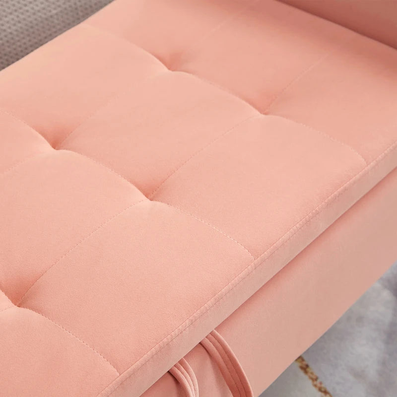 51.5" Velvet Storage Bench with Tufted Seat and Wooden Legs