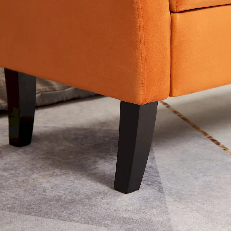 51.5" Velvet Storage Bench with Tufted Seat and Wooden Legs