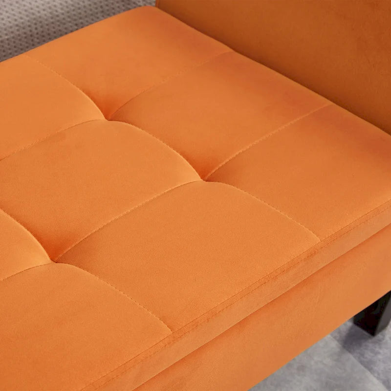 51.5" Velvet Storage Bench with Tufted Seat and Wooden Legs