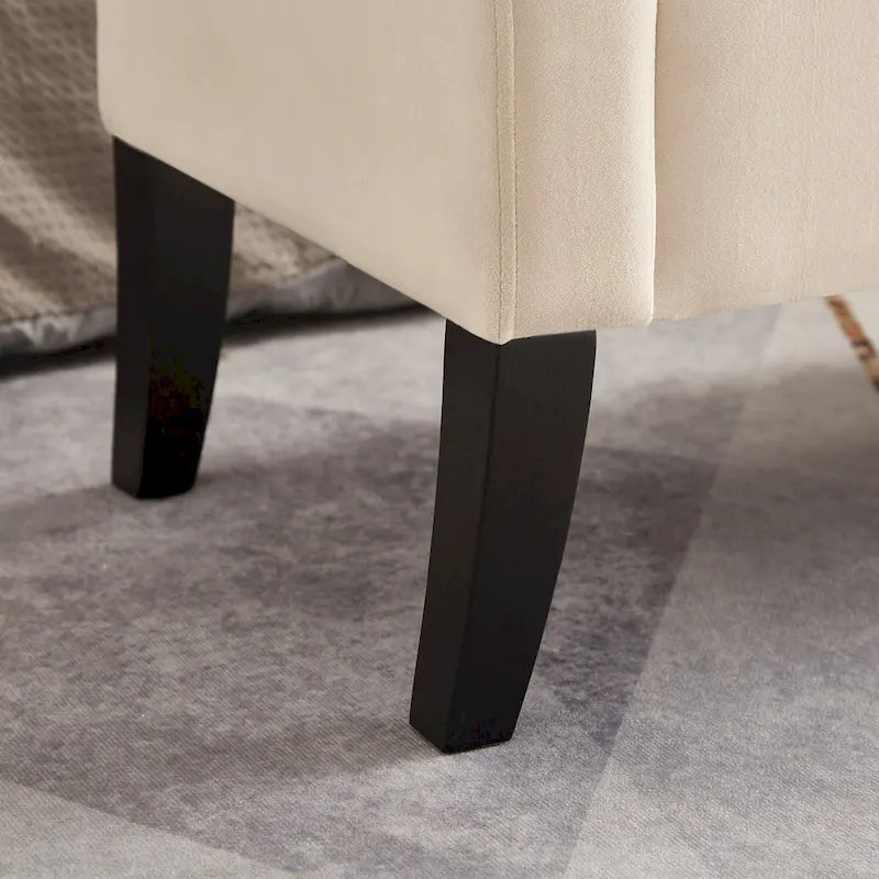 51.5" Velvet Storage Bench with Tufted Seat and Wooden Legs