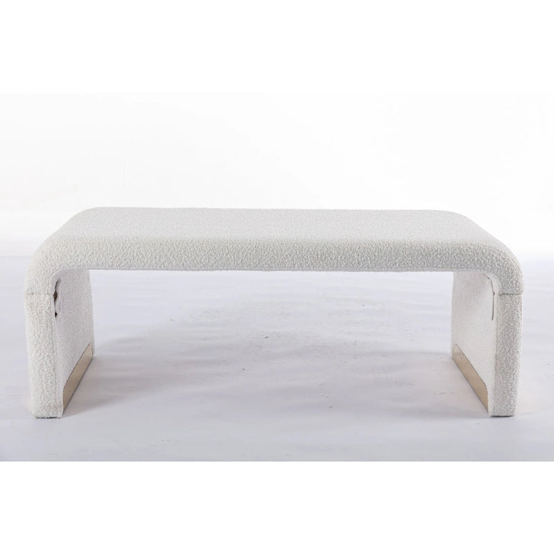 Boucle Fabric Ottoman Footstool Bedroom Bench Shoe Bench With Gold Metal Legs