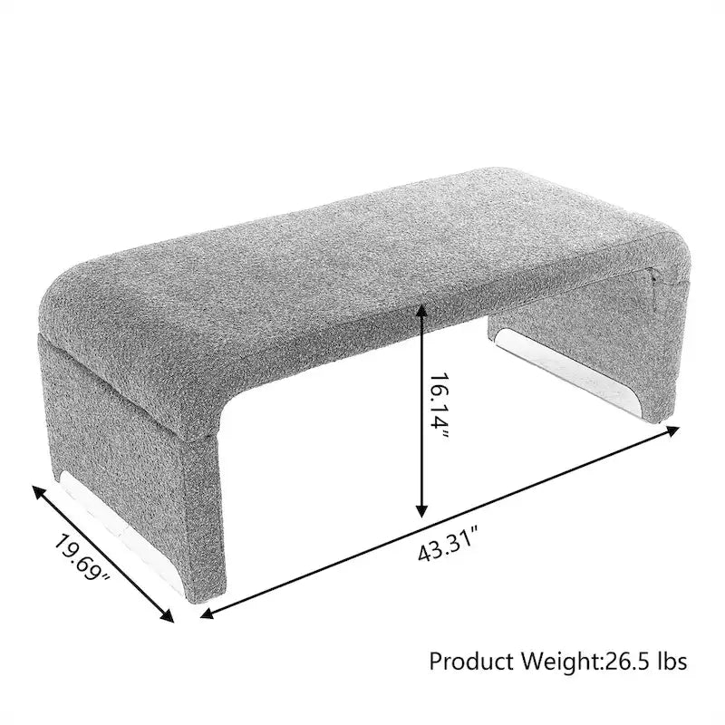 Boucle Fabric Ottoman Footstool Bedroom Bench Shoe Bench With Gold Metal Legs
