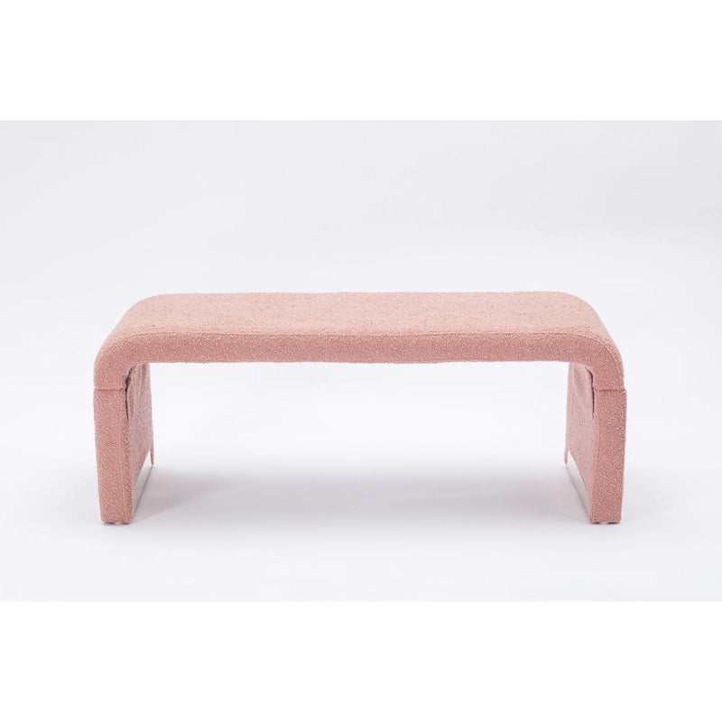 Boucle Fabric Ottoman Footstool Bedroom Bench Shoe Bench With Gold Metal Legs
