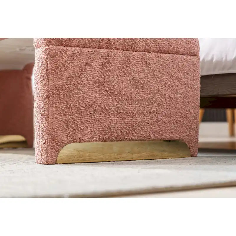 Boucle Fabric Ottoman Footstool Bedroom Bench Shoe Bench With Gold Metal Legs