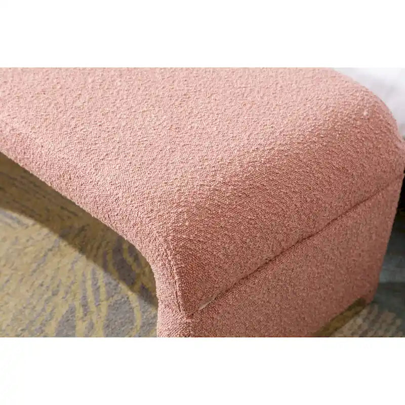 Boucle Fabric Ottoman Footstool Bedroom Bench Shoe Bench With Gold Metal Legs