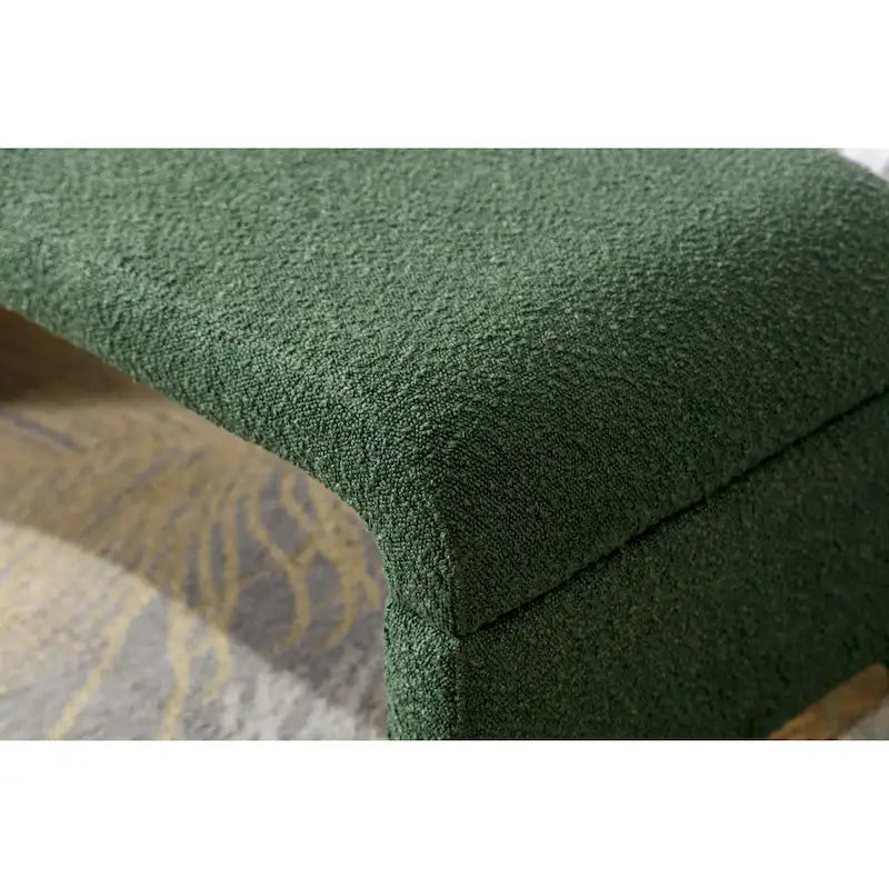 Boucle Fabric Ottoman Footstool Bedroom Bench Shoe Bench With Gold Metal Legs