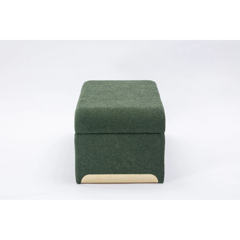 Boucle Fabric Ottoman Footstool Bedroom Bench Shoe Bench With Gold Metal Legs