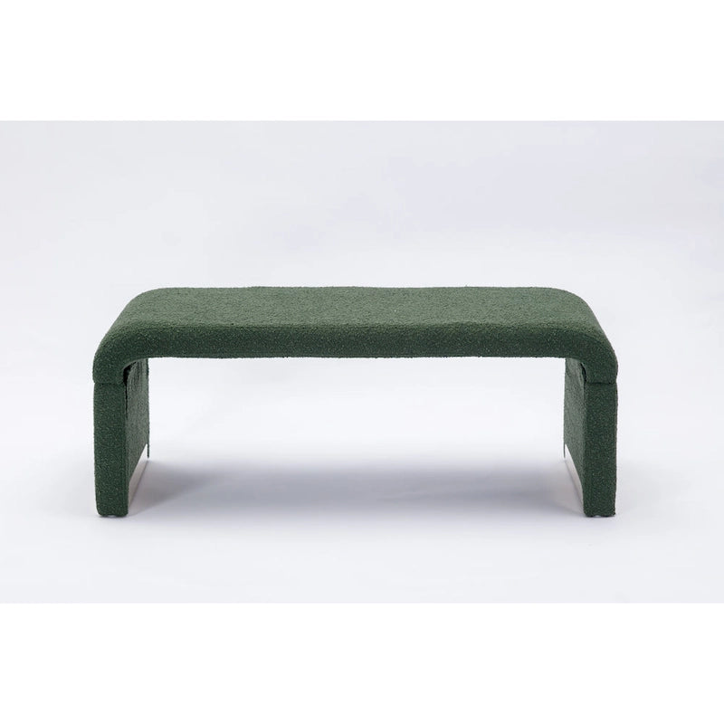 Boucle Fabric Ottoman Footstool Bedroom Bench Shoe Bench With Gold Metal Legs