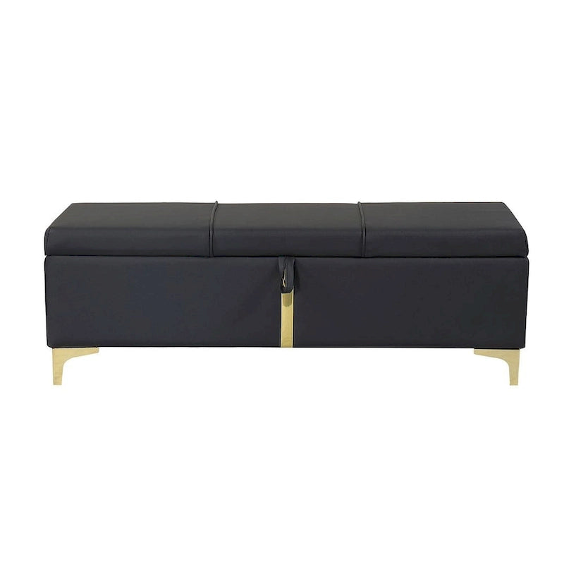 47.20" Tufted Upholstered Storage Ottoman Bench with Fully Assembled Metal Legs