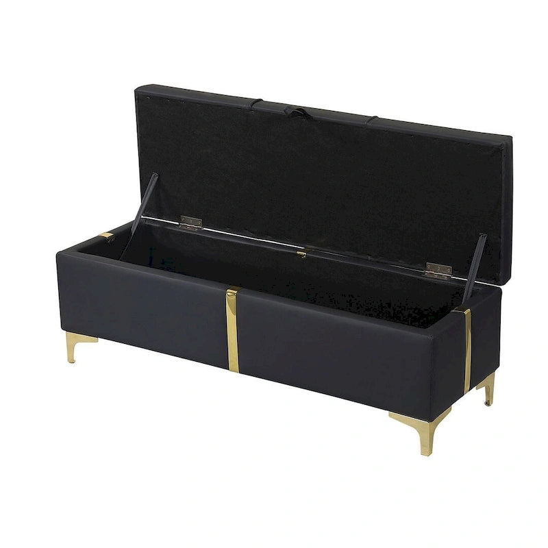 47.20" Tufted Upholstered Storage Ottoman Bench with Fully Assembled Metal Legs