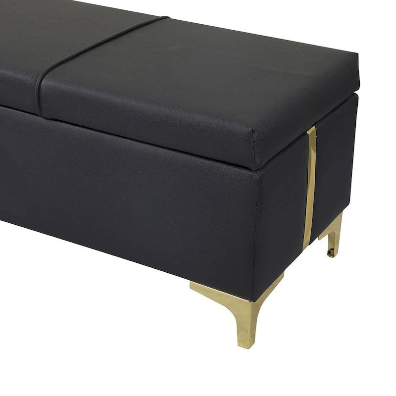 47.20" Tufted Upholstered Storage Ottoman Bench with Fully Assembled Metal Legs