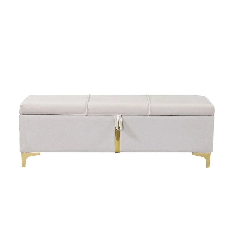 47.20" Tufted Upholstered Storage Ottoman Bench with Fully Assembled Metal Legs