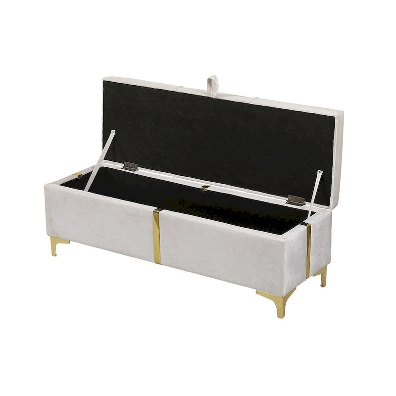 47.20" Tufted Upholstered Storage Ottoman Bench with Fully Assembled Metal Legs