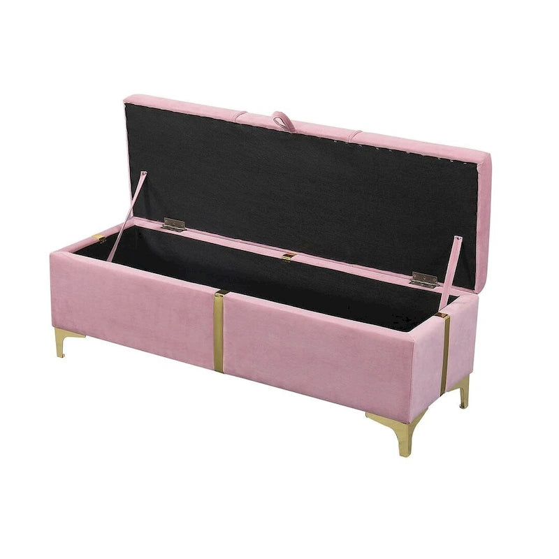 47.20" Tufted Upholstered Storage Ottoman Bench with Fully Assembled Metal Legs